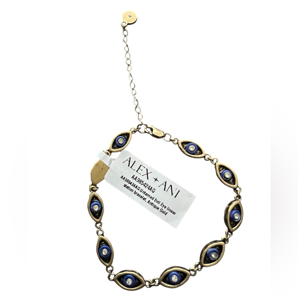 Alex and Ani Gold and Blue Chain Evil Eye Bracelet New